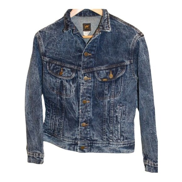 Vtg 80s Lee Trucker Blue Cotton Acid Wash Denim Jean Jacket Boy Youth 18 - Picture 5 of 5